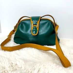Genuine Leather Dark Green Mark Cross Vintage Equestrian Crossbody Gold Hardware